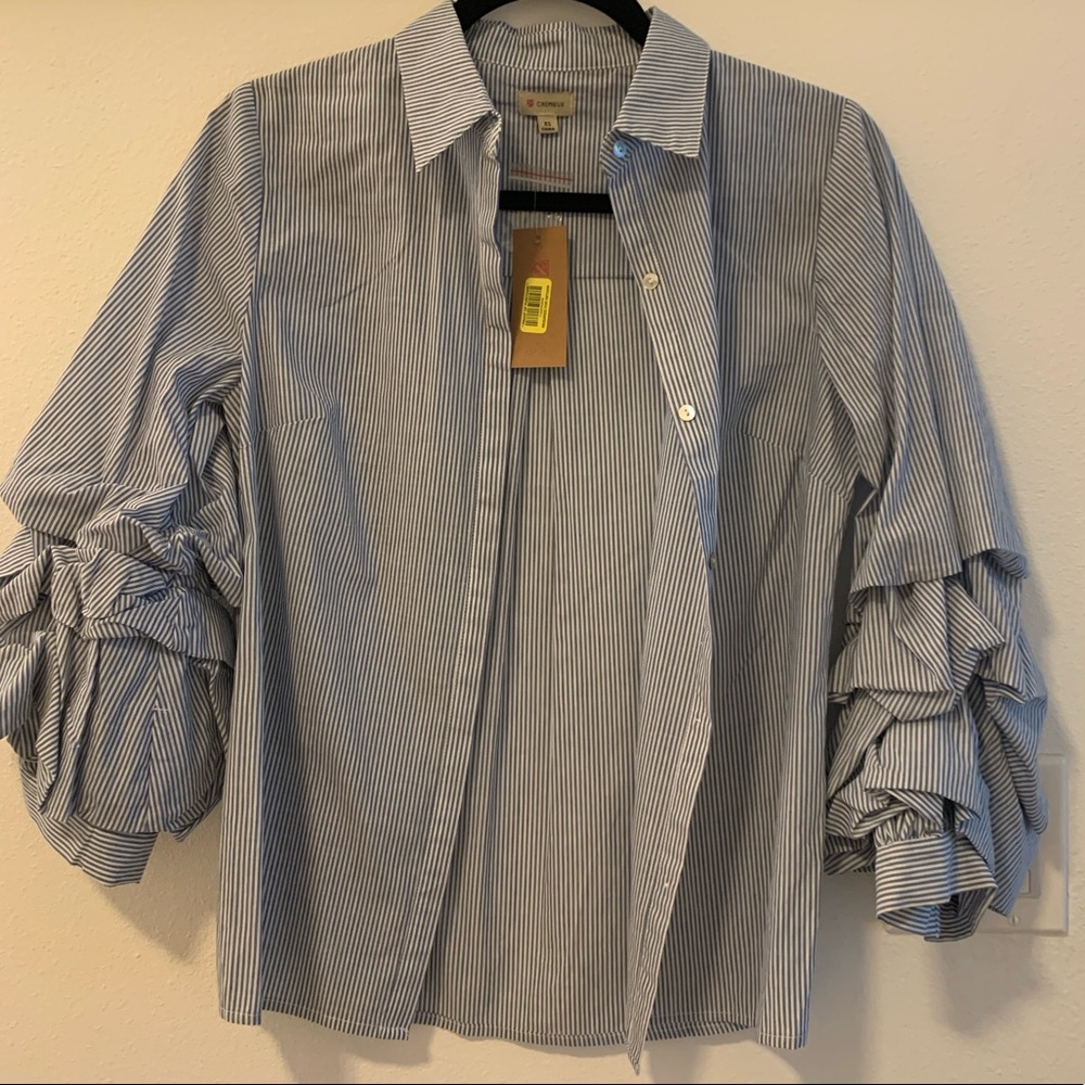 Cremieux bell bottom ruffle blouse